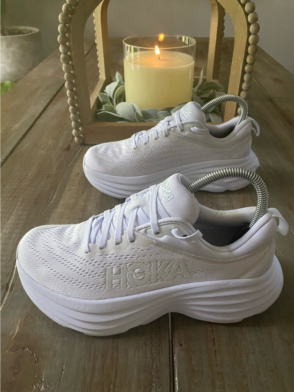 HOKA Bondi 8 Athletic Running Athleisure Walking Sneakers Shoes 6.5B White